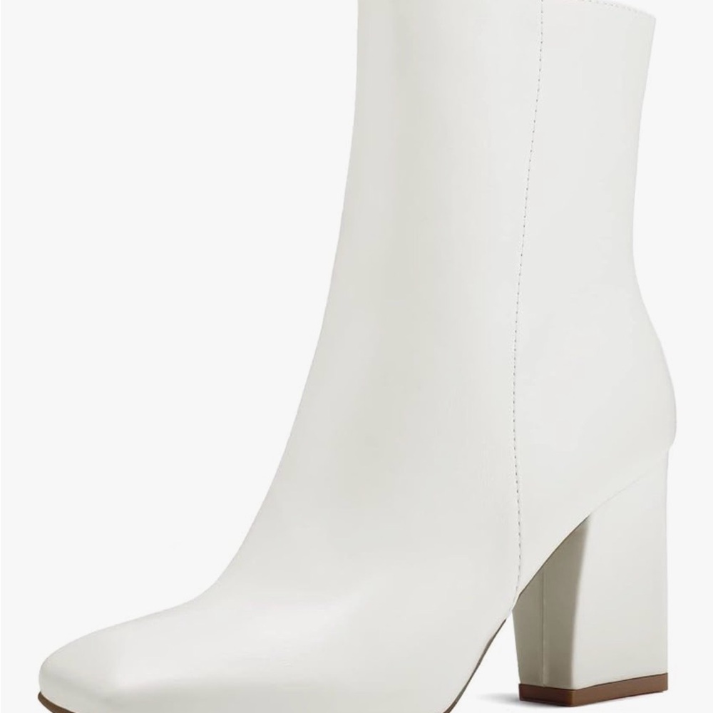 White Faux Leather Ankle Boots